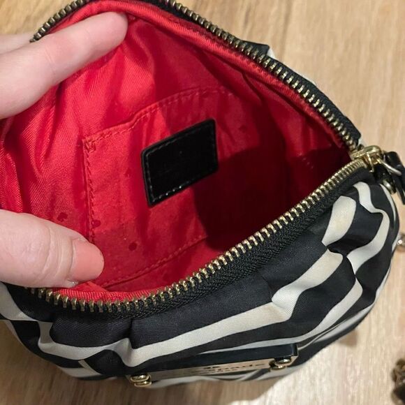 Kate Spade Crossbody Black and White Gold Chain Small Nautical Striped - Picture 4 of 12